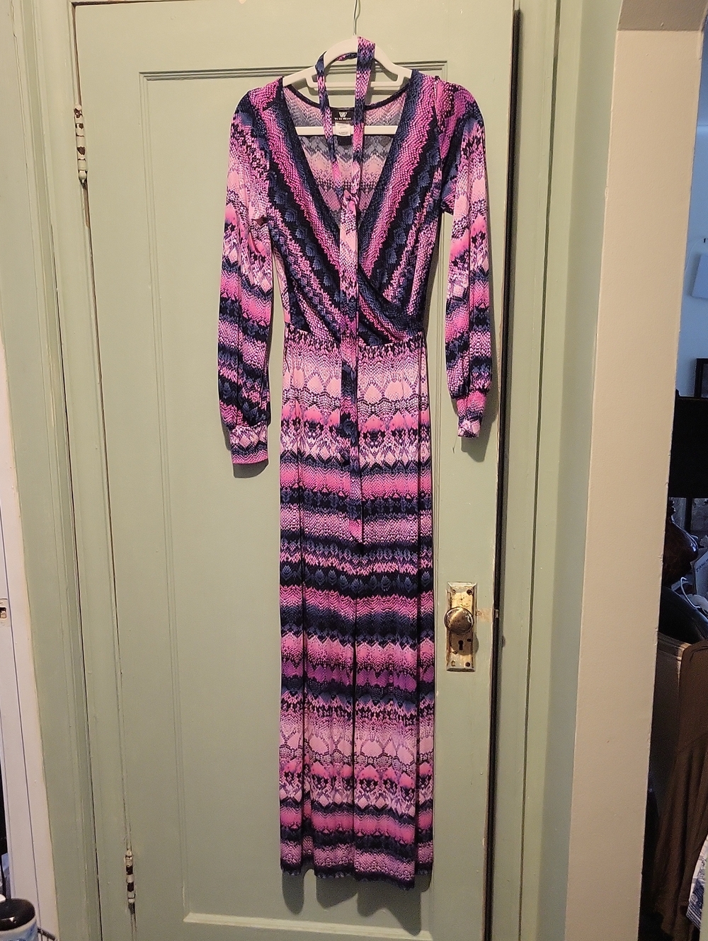 Women’s Pink & Navy Patterned Long Jumpsuit